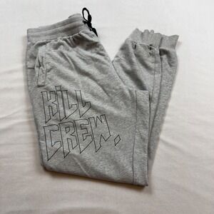 Kill Crew Mens MMXX Jogger Sweatpants Gray Graphic Tapered Gym Pants Large
